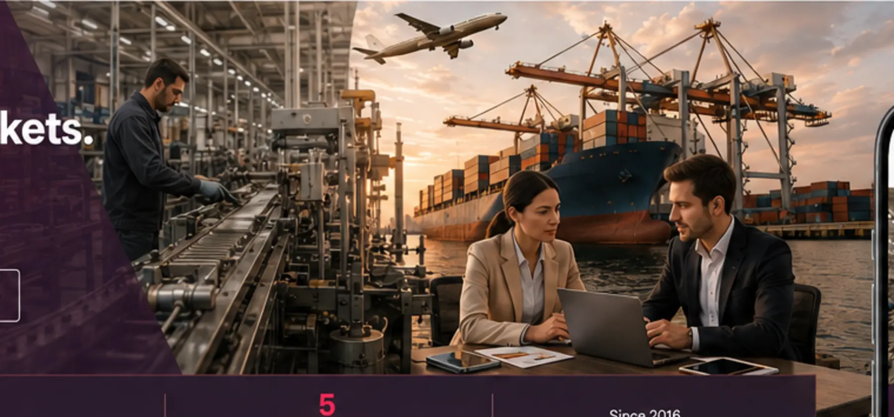 Manufacturing, international shipping and a B2B trade meeting
